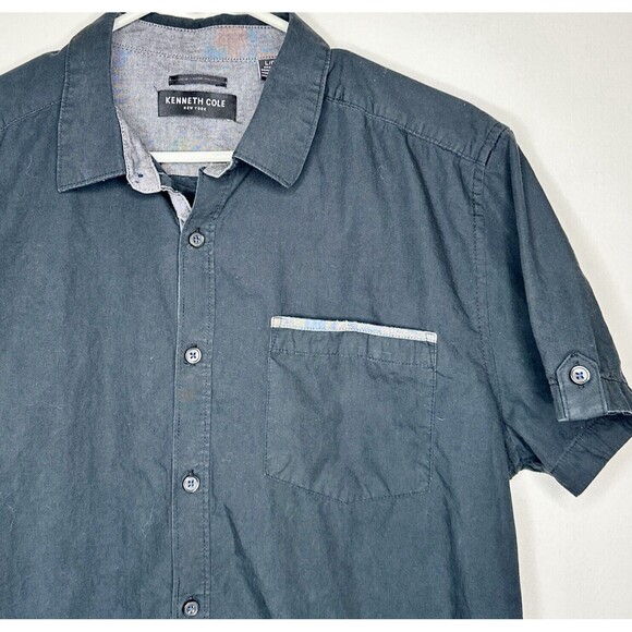 Kenneth Cole Reaction Men’s Shirt Button Up Black Sz Large‎ - Picture 8 of 8